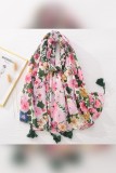 Floral Tassel Scarf