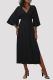 Black V Neck Half Sleeves Split Dress