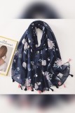 Printed Tassels Hem Linen Scarf MOQ 3pcs