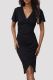 Black V Neck Split Dress