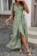Printed Wrap V Neck Split Maxi Dress
