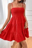 Plain Textured Smocked Cami Dress