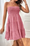 Plain Textured Smocked Cami Dress