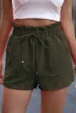 Plain Elast Waist Pockets Shorts