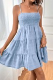Plain Textured Smocked Cami Dress