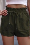 Plain Elast Waist Pockets Shorts