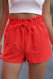 Plain Elast Waist Pockets Shorts