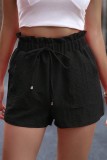 Plain Elast Waist Pockets Shorts