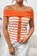 Off Shoulder Stripes Button Up Knitting Top