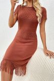 Eyelet Tassel Knitting Dress