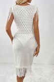 Eyelet Tassel Knitting Dress