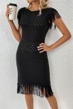 Eyelet Tassel Knitting Dress