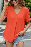 V Neck Smocked Plain Top