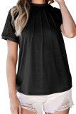 Black Seamed Detail Contrast Lace Raglan Sleeve Tee