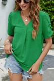 V Neck Smocked Plain Top