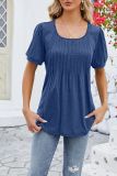 Square Neck Plain Smocked Top
