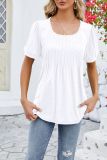Square Neck Plain Smocked Top