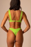 Plain Underwired Flower Strap Bikini Set