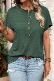 Button Up Plain Short Sleeves Top