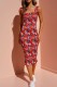 Red Floral Print Ruffle Dress