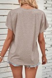 Button Up Plain Short Sleeves Top