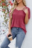 Square Neck Plain Smocked Top