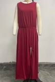 Plain Crew Neck Sleeveless Maxi Dress
