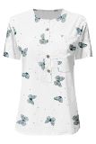 Short Sleeves Printing Henley Top