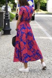 Floral Print Tie Waist Split Dress