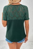 V Neck Lace Sleeves Waffle Top