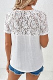 V Neck Lace Sleeves Waffle Top