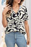 V Neck Button Up Zebra Print Shirt