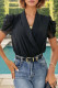 Black Wrap Mesh Sleeves Bodysuit