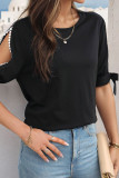 Black Cut Out Sleeves Top