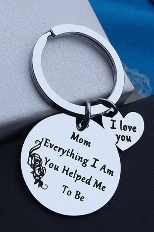 Thanks Mom Quotes Round Keychain MOQ 5pcs