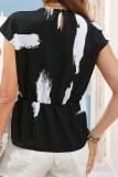 Abstract Print Short Sleeves Top