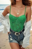 Green Lace Criss Cross Back Bodysuit