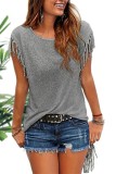 Plain Tassel Sleeves Top