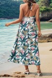 Tropical Floral Print V Neck Maxi Slip Dress