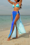 Blue Tie Dye Halter Bikini With Cover Up