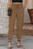 Plain Elastic Waist Pockets Jogger