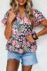 Pink Ricrac Floral Tiered Short Sleeve Blouse