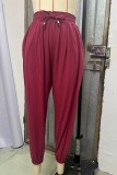 Plain Elastic Waist Pockets Jogger