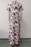 V Neck Printed Split Maxi Dress