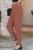Plain Elastic Waist Pockets Jogger