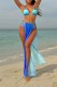 Blue Tie Dye Halter Bikini With Cover Up