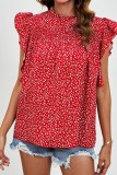 Frill Collar Flutter Sleeves Floral Blouse