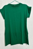Plain Fold Cuff Pockets T-Shirt Dress