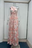 One Shoulder Split Floral Maxi Dress