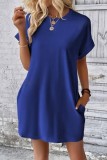 Plain Fold Cuff Pockets T-Shirt Dress